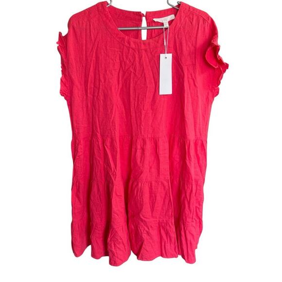 Adyson Parker Linen Blend Tiered Ruffle Sleeve Shift Babydoll Dress XL Boho - Picture 2 of 9